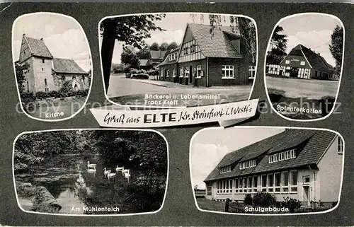 AK / Ansichtskarte Elte Westfalen Kirche Muehlenteich Schule Kat. Rheine