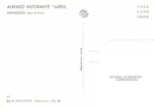 AK / Ansichtskarte Menaggio Lago di Como Hotel Ristorante Lario  Kat. 