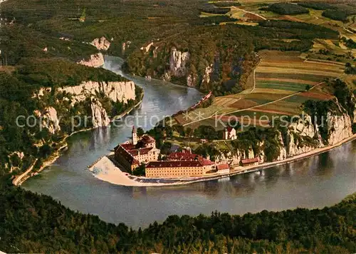AK / Ansichtskarte Kelheim Kloster Weltenburg mit Donaudurchbruch Fliegeraufnahme Kat. Kelheim Donau