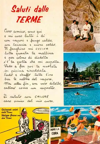 AK / Ansichtskarte Terme di Comano Grotte Schwimmbad Karikaturen Kat. Comano Terme