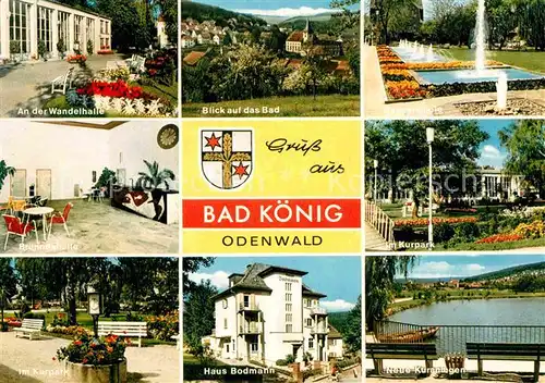 AK / Ansichtskarte Bad Koenig Odenwald Wandelhalle Wasserspiele Kurpark Brunnenhalle Haus Bodmann Kuranlagen Kat. Bad Koenig