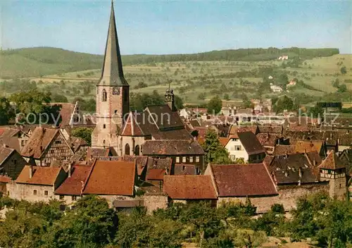 AK / Ansichtskarte Michelstadt Alter Stadtkern mit Kirche Blick auf Galgenberg Waldheim Kat. Michelstadt