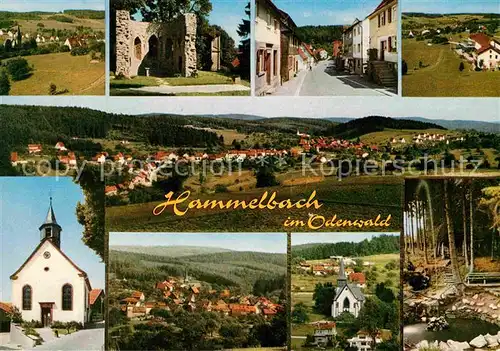 AK / Ansichtskarte Hammelbach Teilansichten Kirche Kapelle Burgruine Waldpartie Kat. Grasellenbach