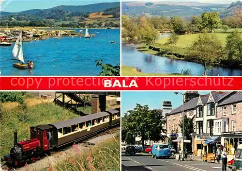 AK / Ansichtskarte Bala Landschaftspanorama Dampflokomotive Eisenbahn Strassenpartie Kat. Gwynedd