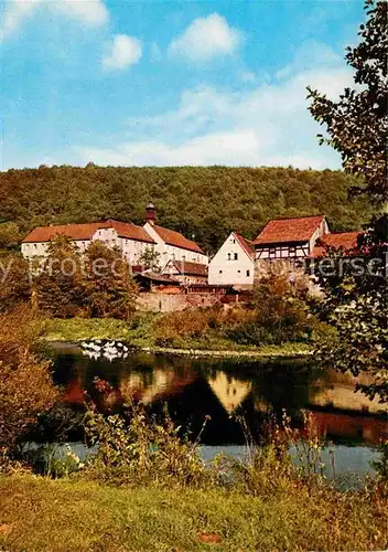 AK / Ansichtskarte Schoenau Gemuenden Franziskaner Minoritenkloster Blick vom Saaleufer aus Kat. Gemuenden a.Main