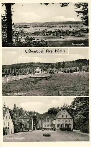 AK / Ansichtskarte Oldendorf Wiehengebirge Reiter Waldstadion Schloss Ostenwalde Kat. Melle