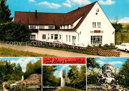 AK / Ansichtskarte Boerninghausen Haus Sonnenbick Gruener See Nonnenstein Bismarck Denkmal Kat. Preussisch Oldendorf