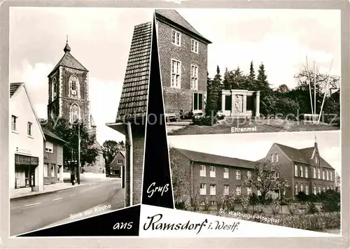 AK / Ansichtskarte Ramsdorf Velen Kirche Ehrenmal Walburgis Hospital Kat. Velen