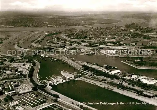 AK / Ansichtskarte Duisburg Ruhr Fliegeraufnahme Hafen Ruhrschleuse Kat. Duisburg