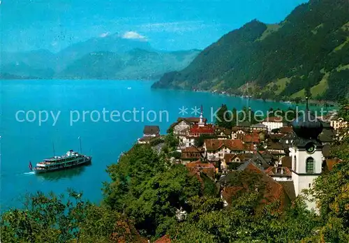 AK / Ansichtskarte Gersau Vierwaldstaettersee Seepartie mit Pilatus Kat. Gersau