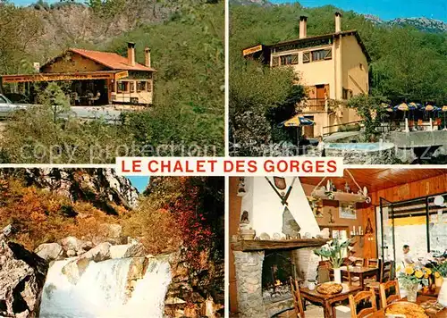 AK / Ansichtskarte Gourdon Alpes Maritimes Le Chalet des Gorges Gastraum Wasserfall Kat. Gourdon