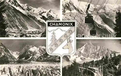 AK / Ansichtskarte Chamonix Vue generale Bennes du Plan Praz Aiquille du Tacul Chemin de Fer du Montenvers Kat. Chamonix Mont Blanc