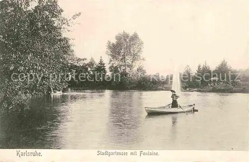 AK / Ansichtskarte Karlsruhe Baden Stadtgartensee Fontaine