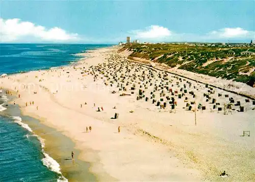 AK / Ansichtskarte Westerland Sylt Fliegeraufnahme mit Strand Kat. Westerland