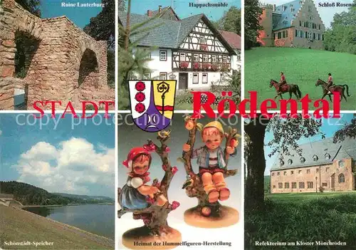 AK / Ansichtskarte Roedental Ruine Lauterburg Happachsmuehle Schloss Rosenau Kloster Moenchroeden Hummelfiguren Kat. Roedental