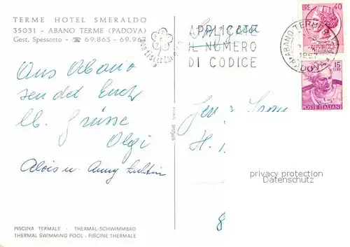 AK / Ansichtskarte Abano Terme Terme Hotel Smeraldo Kat. Abano Terme