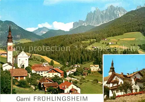 AK / Ansichtskarte St Peter Lajen Garni Fruehlingsheim Panorama Kirche Dolomiten Kat. San Pietro Lajen Groednertal