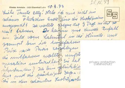 AK / Ansichtskarte Obernhof Lahn Kloster Arnstein Fliegeraufnahme Kat. Obernhof