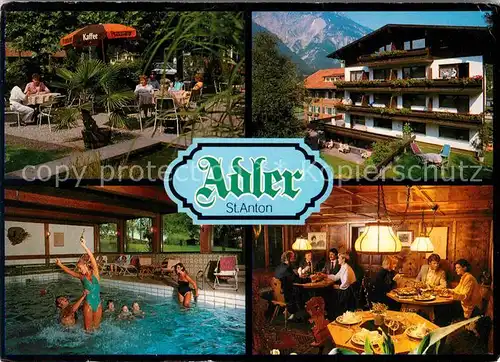 AK / Ansichtskarte St Anton Montafon Hotel Restaurant Adler Gartenterrasse Hallenbad Gaststube Kat. St. Anton im Montafon