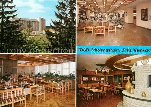 AK / Ansichtskarte Oberhof Thueringen FDGB Erholungsheim Fritz Weineck Empfangshalle Restaurant Alchimistenkeller Kat. Oberhof Thueringen