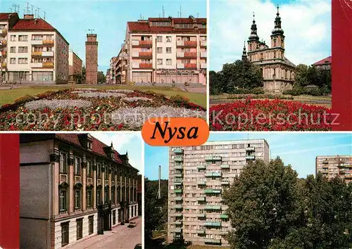 AK / Ansichtskarte Nysa Teilansichten Turm Kirche Hochhaus Gebaeude Kat. Neisse Oberschlesien