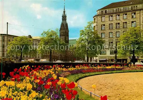 AK / Ansichtskarte Hamburg Jungfernstieg und Rathaus Blumenbeet Kat. Hamburg