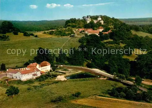 AK / Ansichtskarte Sababurg Gasthaus Pension Malzfeldt Wildpark Fliegeraufnahme Kat. Hofgeismar