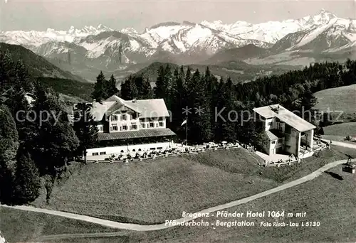 AK / Ansichtskarte Bregenz Vorarlberg Pfaender Hotel mit Pfaenderbahn Bergstation Alpenpanorama Kat. Bregenz