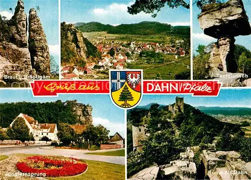 AK / Ansichtskarte Dahn Felsformationen Braut und Braeutigam Teufelstisch Jungfernsprung Ruine Alt Dahn Kat. Dahn