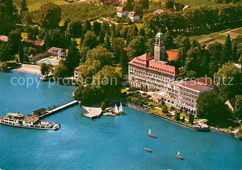 AK / Ansichtskarte Bad Schachen Lindau Hotel Restaurant Bootsanleger Faehre Fliegeraufnahme Kat. Lindau (Bodensee)