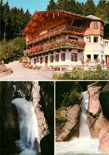 AK / Ansichtskarte Bayrischzell Alpengasthof Zum feurigen Tatzelwurm mit Wasserfaellen Kat. Bayrischzell