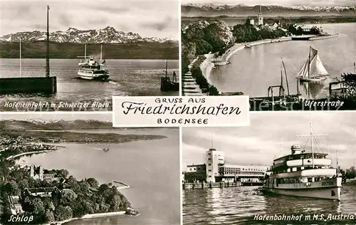 AK / Ansichtskarte Friedrichshafen Bodensee Uferstrasse Hafenbahnhof M.S. Austria Schloss  Kat. Friedrichshafen