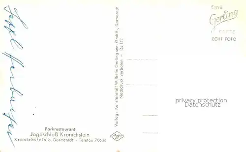 AK / Ansichtskarte Kranichstein Parkrestaurant Jagdschloss  Kat. Darmstadt