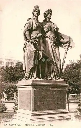 AK / Ansichtskarte Geneve GE Monument National Nationaldenkmal Statue Kat. Geneve