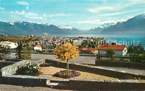 AK / Ansichtskarte Vevey VD Lac Leman et les Alpes Genfersee Alpenpanorama Kat. Vevey