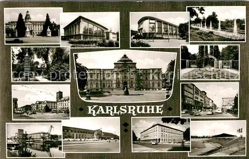 AK / Ansichtskarte Karlsruhe Baden Schloss Postgebaeude Hauptbahnhof
