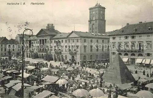 AK / Ansichtskarte Karlsruhe Baden Marktplatz Pyramide