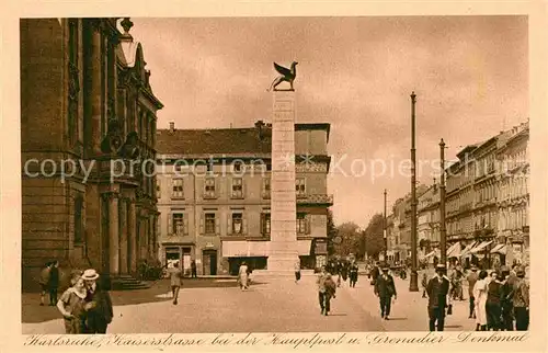 AK / Ansichtskarte Karlsruhe Baden Kaiserstrasse Hauptpost Grenadierdenkmal