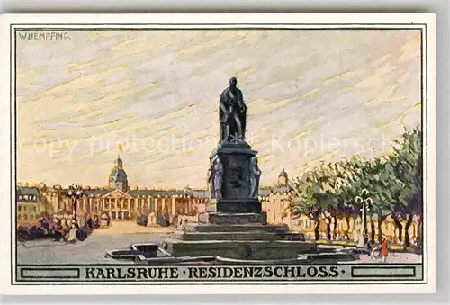 AK / Ansichtskarte Karlsruhe Baden Residenzschloss Denkmal Kuenstlerkarte