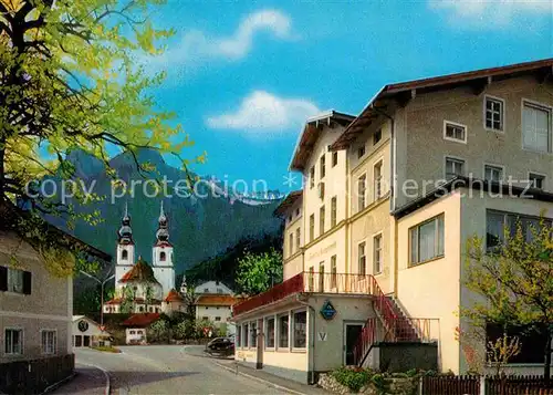 AK / Ansichtskarte Aschau Chiemgau Gasthaus Pension Kampenwand mit Kirche Kat. Aschau i.Chiemgau