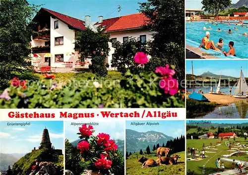AK / Ansichtskarte Wertach Gaestehaus Magnus Freibad Minigolf Kuehe Gruentengipfel Kat. Wertach