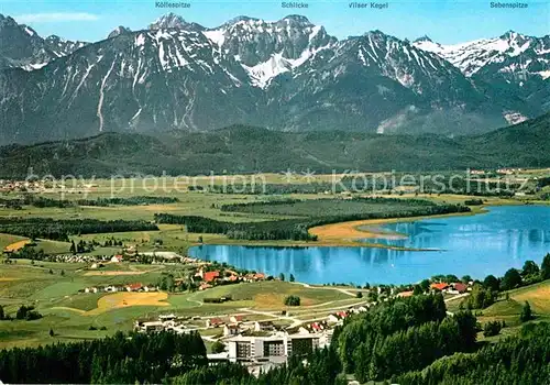 AK / Ansichtskarte Hopfen See Fliegeraufnahme Kurzentrum Enzensberg mit Tiroler Alpen Kat. Fuessen