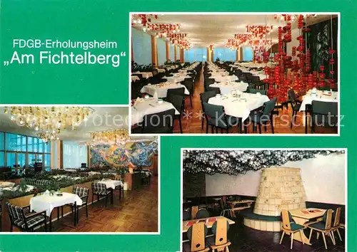 AK / Ansichtskarte Oberwiesenthal Erzgebirge FDGB Erholungsheim Am Fichtelberg Speisesaal Urlaubercafe Steigerzimmer Kat. Oberwiesenthal