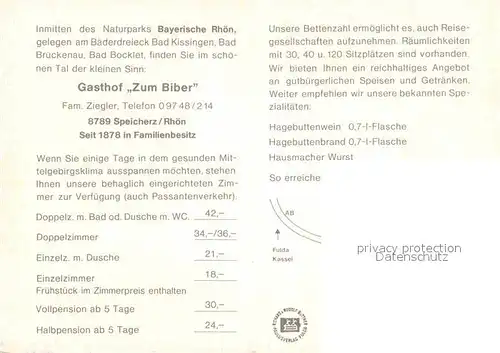 AK / Ansichtskarte Speicherz Gasthof zum Biber Kat. Motten