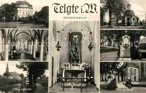AK / Ansichtskarte Telgte Warendorf Marienheim Pfarrkirche Ems Promenade Marienlinde Altar Gnadenbild Kat. Telgte