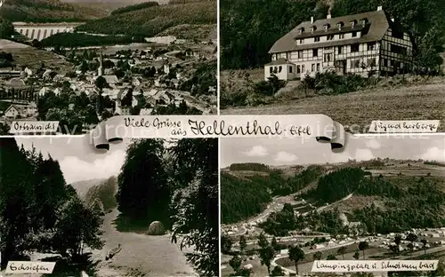 AK / Ansichtskarte Hellenthal Eifel Ortsansicht Jugendherberge Eschsiefen Campingplatz Schwimmbad Landschaft Cornely Karte Nr 10615 Kat. Hellenthal