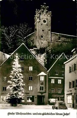 AK / Ansichtskarte Fuessen Allgaeu Marktplatz Christbaum Schloss Weihnachtskarte Neujahrskarte Kat. Fuessen
