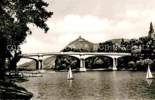 AK / Ansichtskarte Bad Honnef Rhein Inselbruecke Honnef Grafenwerth Blick auf Drachenfels Kat. Bad Honnef