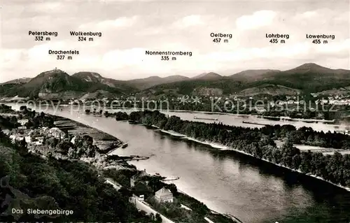 AK / Ansichtskarte Siebengebirge Landschaftspanorama Blick ueber den Rhein Kat. Koenigswinter