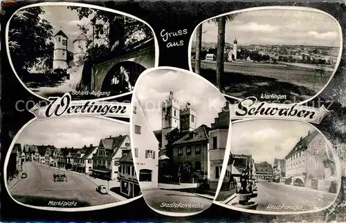 AK / Ansichtskarte Wertingen Schloss Marktplatz Stadtpfarrkirche Hauptstrasse Kat. Wertingen